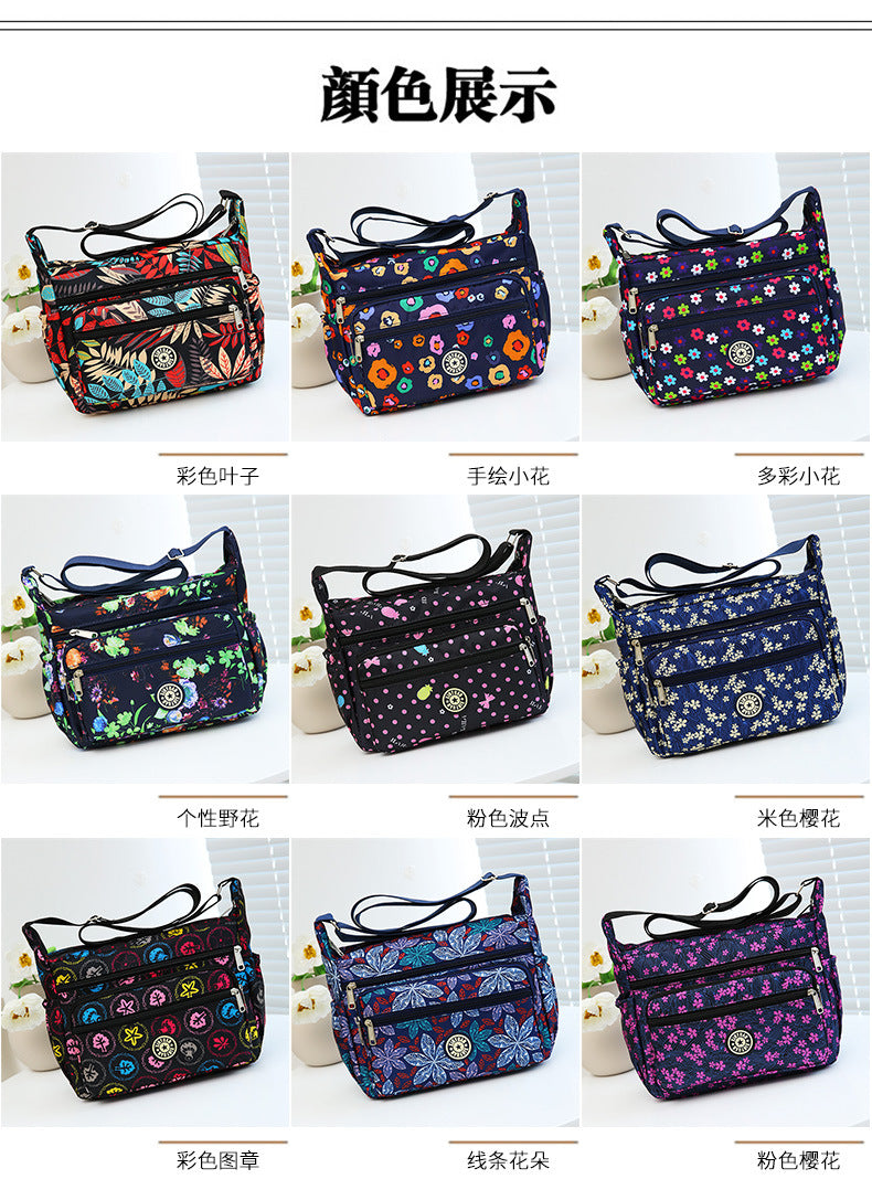 Wholesale Oxford Cloth Flower Cloth Diagonal Span Large Capacity Canvas Shoulder Bags