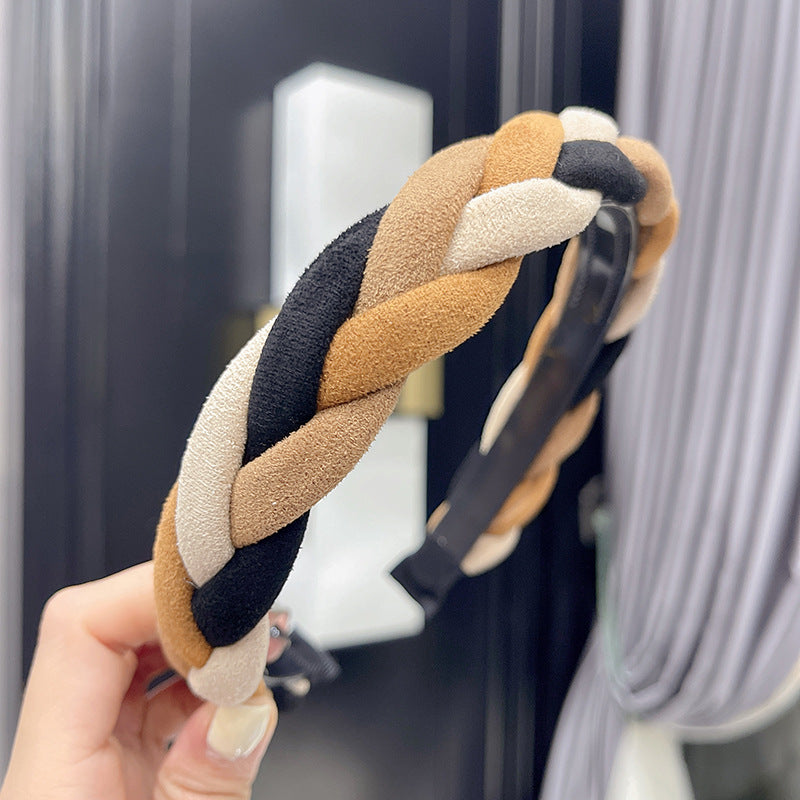 Wholesale Suede Sponge Fried Dough Twists Braid Headband