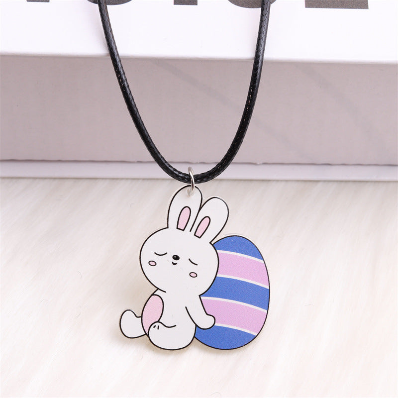 Wholesale Easter White Rabbit Basket Chick Acrylic Necklace