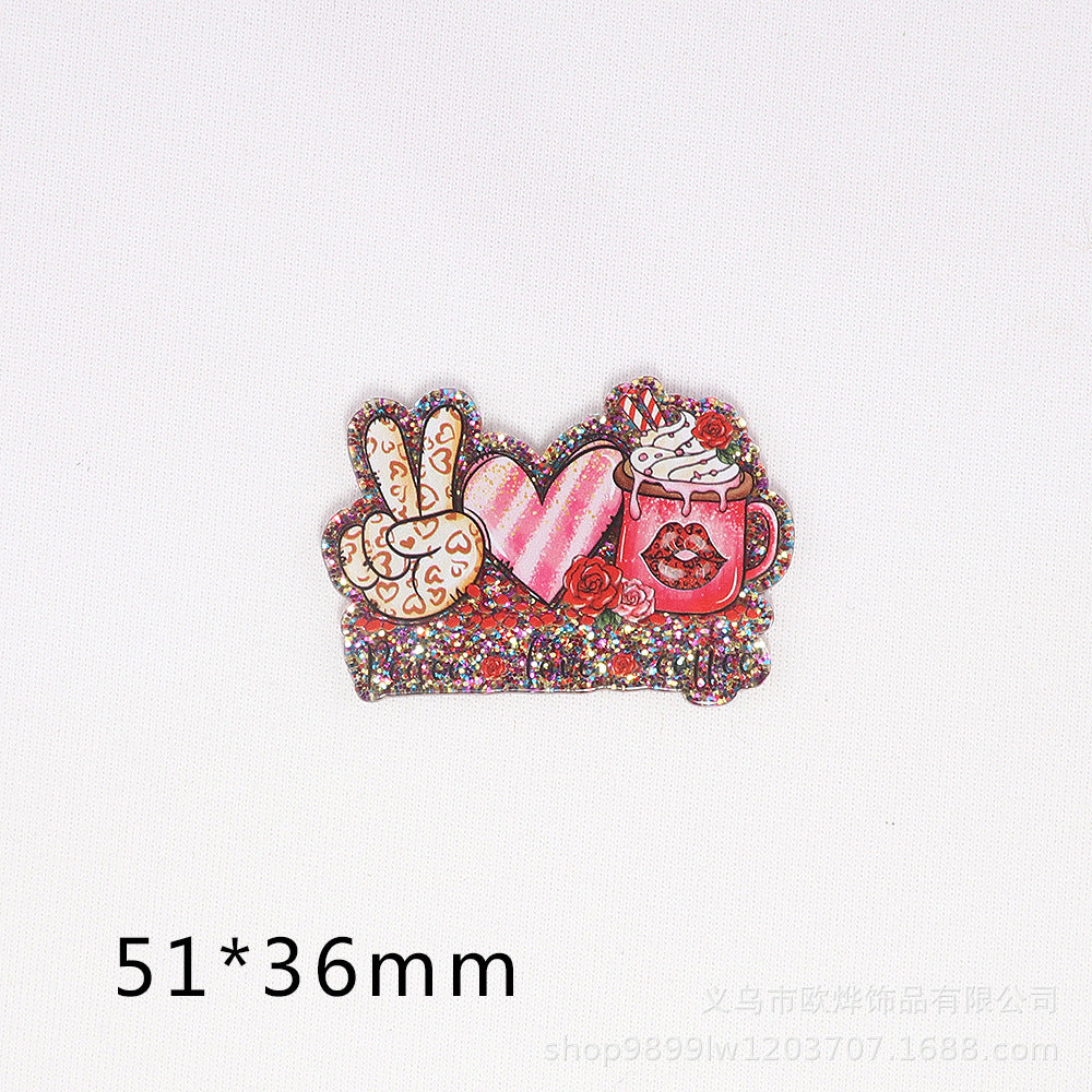 Wholesale 10pcs/pack  pink cross-border cartoon peach heart bag Acrylic Flatback