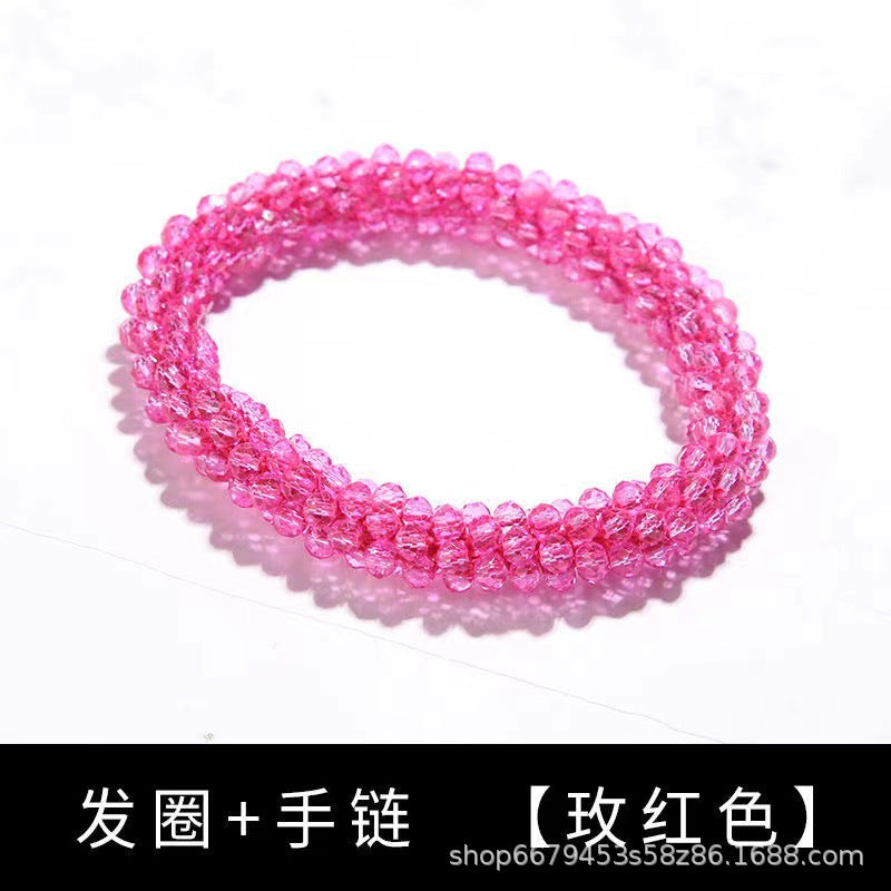 Wholesale Sequin Crystal Color Elastic Rubber Band Bracelet Dual Use