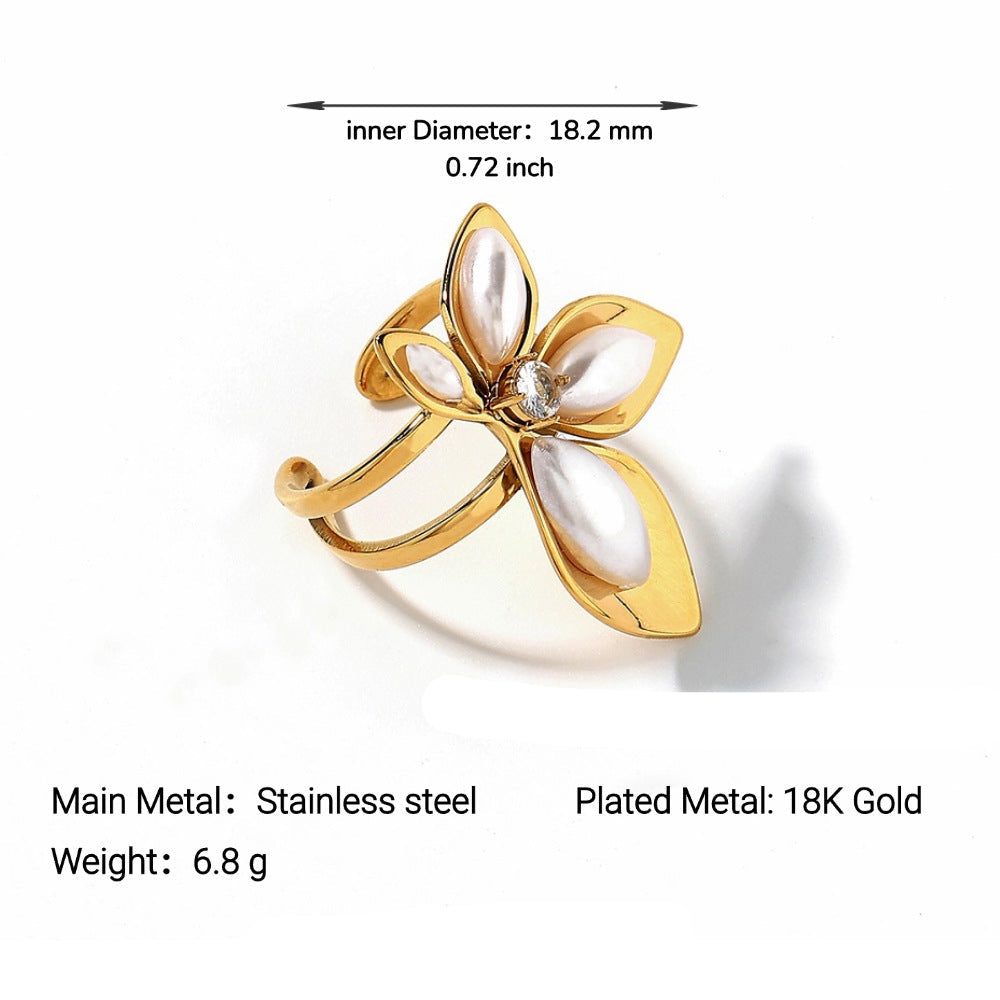 Wholesale Stainless steel ring with elegant petal opening