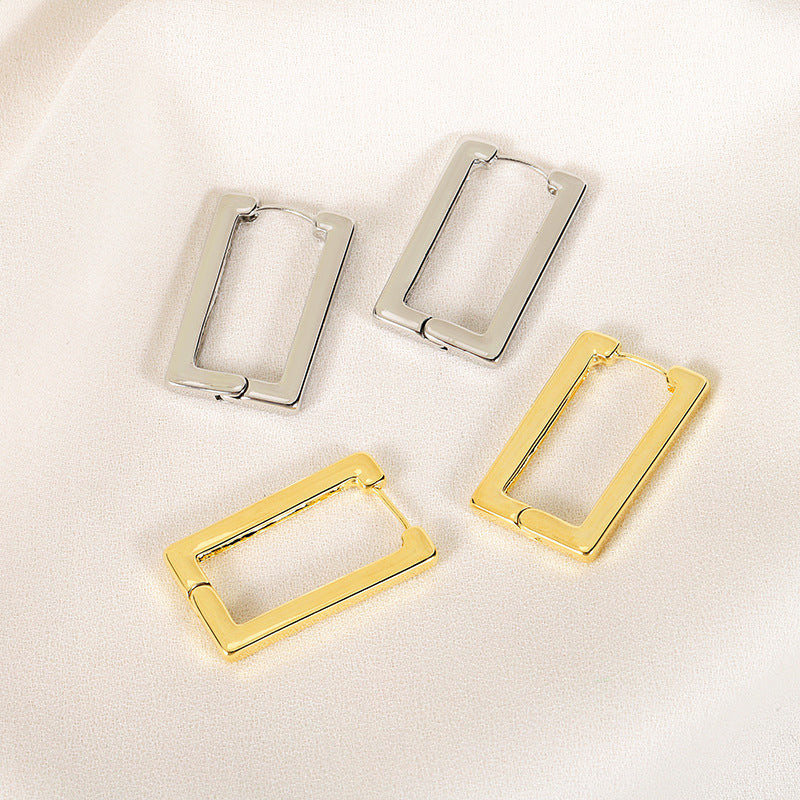 Wholesale Golden electroplated geometric block earrings