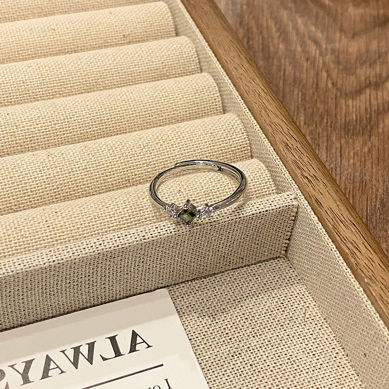 Wholesale Vintage Olive Green Zircon Personalized Open End Ring