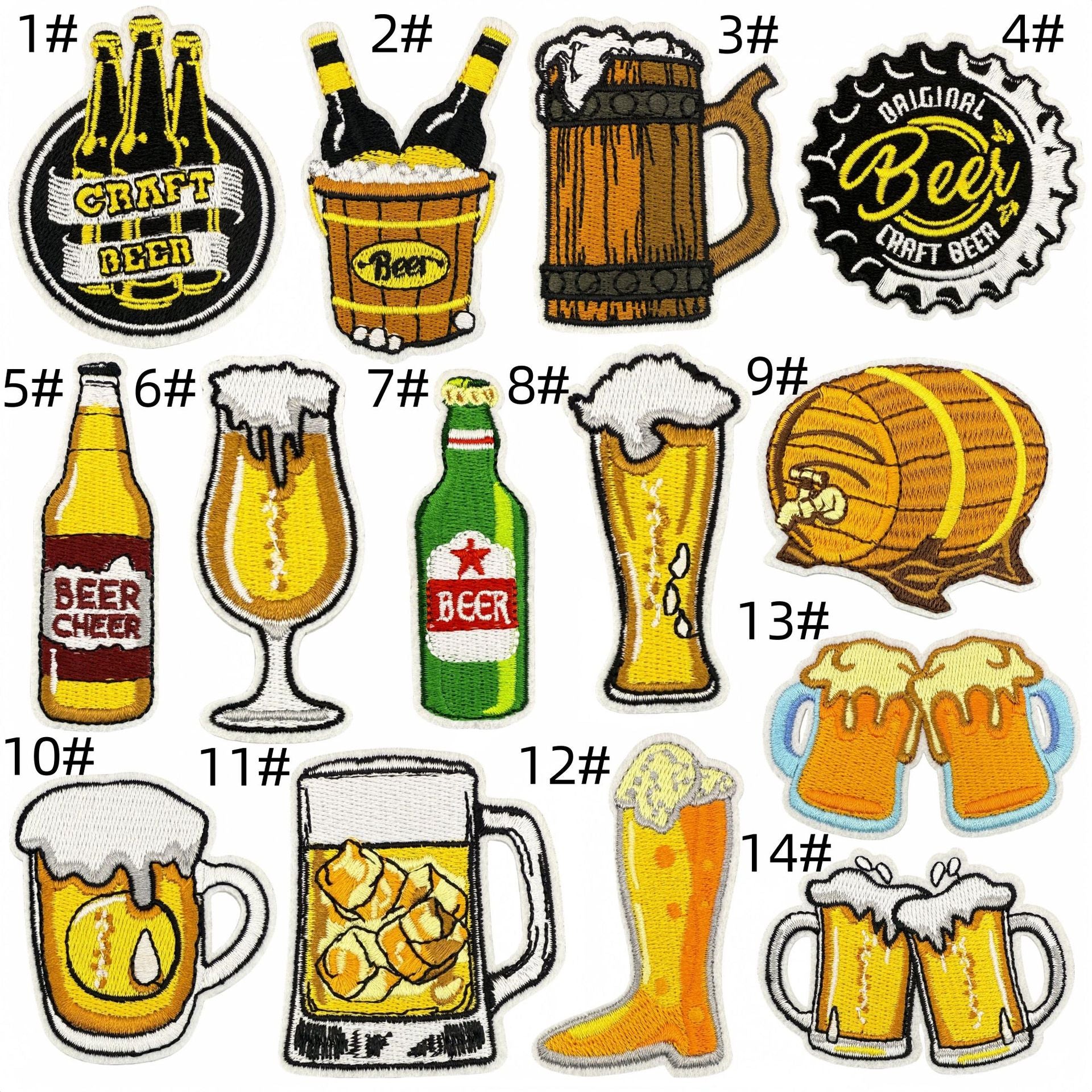 Wholesale Cartoon beer cup embroidery cloth patch embroidery iron-on patch
