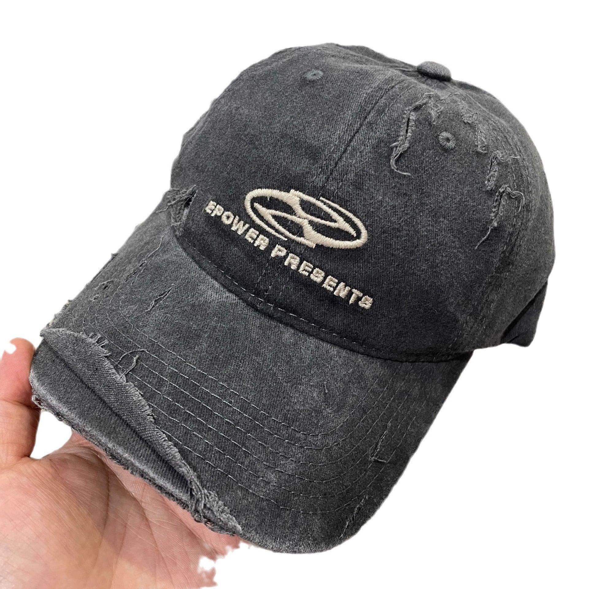 Wholesale letter embroidery ripped distressed all-match baseball cap Women's fashionable sun-proof sun-proof western style peaked cap