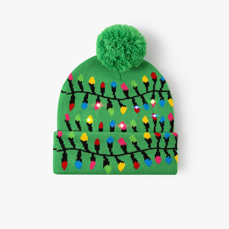 Wholesale Christmas hat luminous Christmas decoration wool hat colorful light party knitted hat