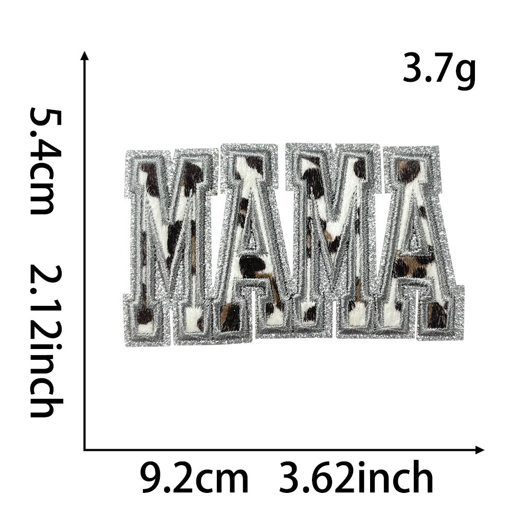 Wholesale Leopard Print MAMA Iron On Embroidered Patch DIY Fashion Accessory For Hats Bags Clothing Gift Boutique