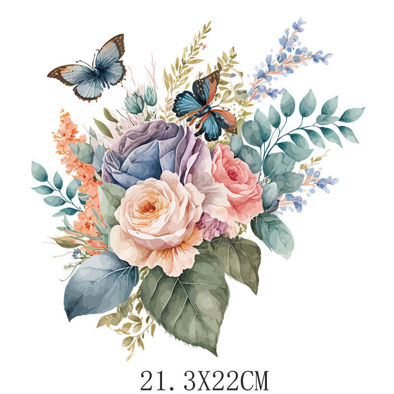 Wholesale 10pcs/pack Watercolor floral heat transfer appliqué clothing UV DTF Ready to Press Transfers Wraps