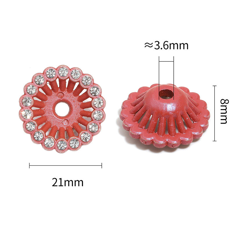 Wholesale 100pcs/pack Diamond Hollow Flower Basket Spacer Beads Rhinestone Beads