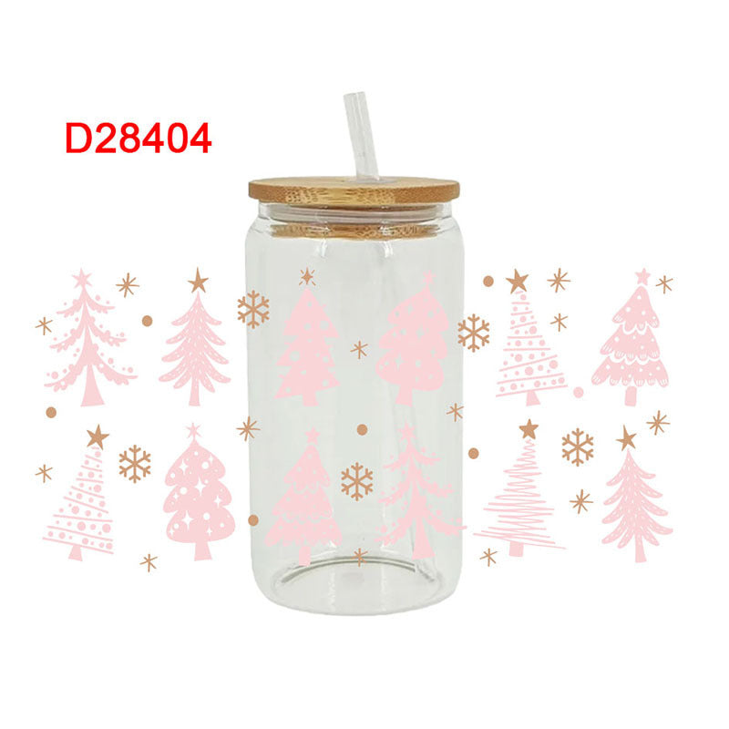 Wholesale Colorful Gift Christmas Tree 16oz Cup UV DTF Wraps