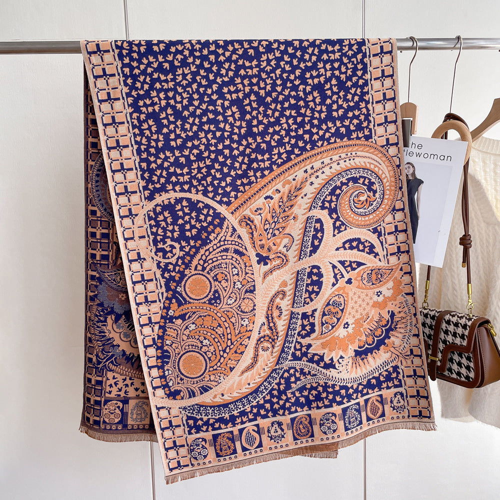 Wholesale Winter Cashmere Thickened Warm Tassel Scarves