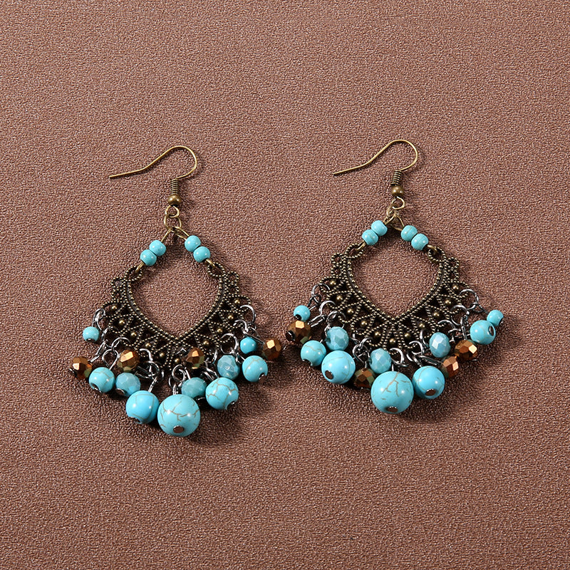 Wholesale Bohemian Tassel Turquoise Vintage Earrings