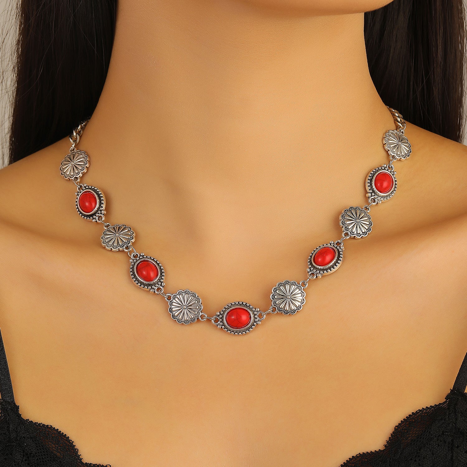 Wholesale Retro Bohemian Turquoise Necklace Bracelet Set Women S Ethnic Style Jewelry Accessory Gift Boutique Resale