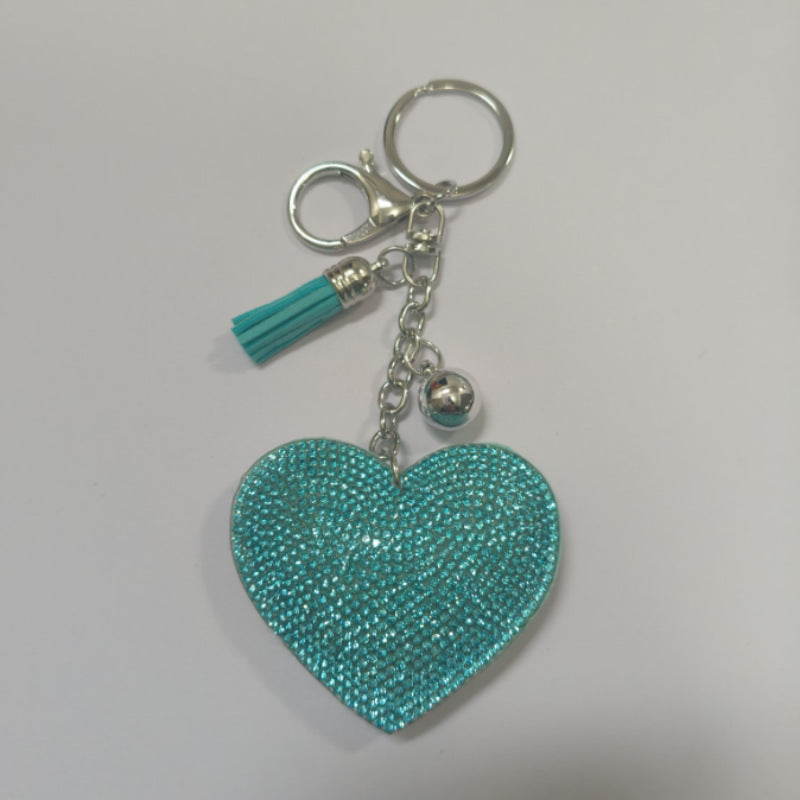 Wholesale Creative Heart-Shaped Diamond-Encrusted Bag Keychain