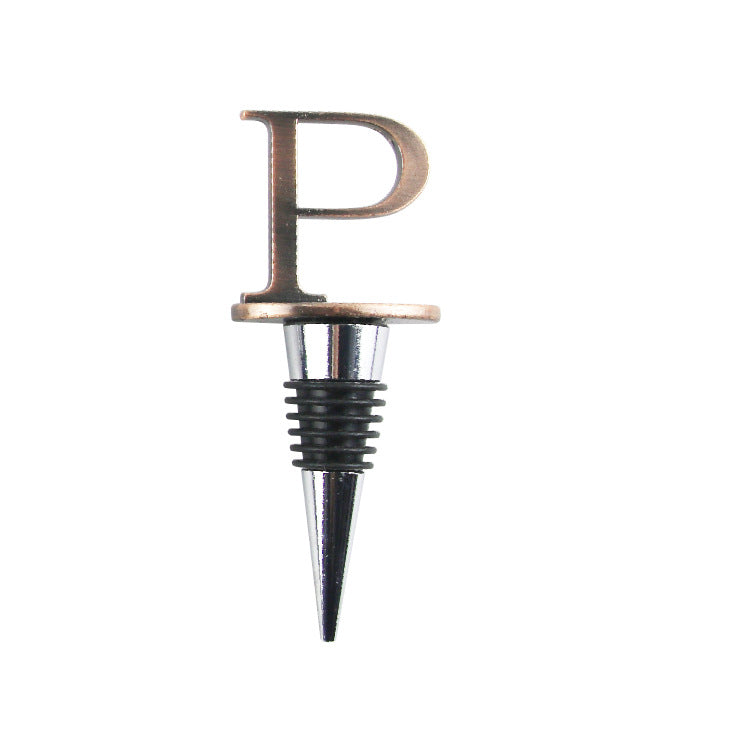 Wholesale Zinc Alloy 26 English Letter Wine Stopper Bottles