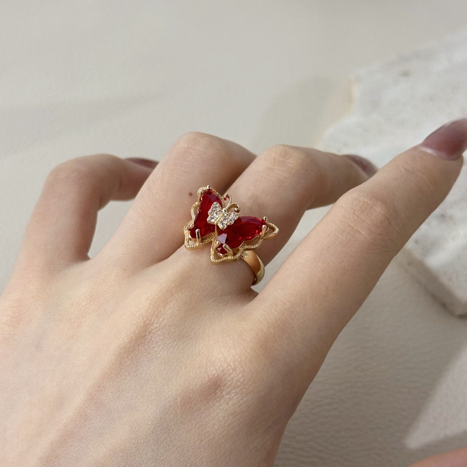 Wholesale Korean Sweet Butterfly Diamond Ring