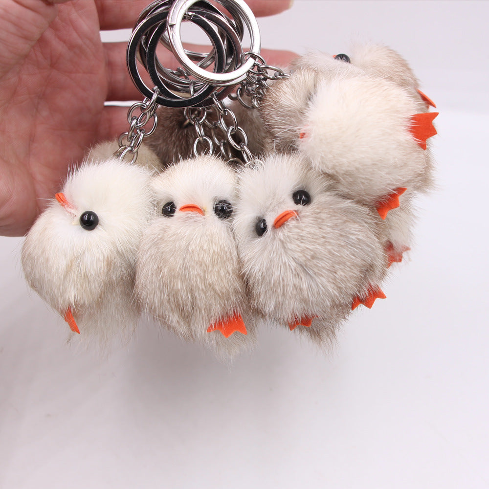 Wholesale Trendy Chick Fur Keychain Cute Plush Bag Pendant Charm For Girls Car Key Accessory Gift