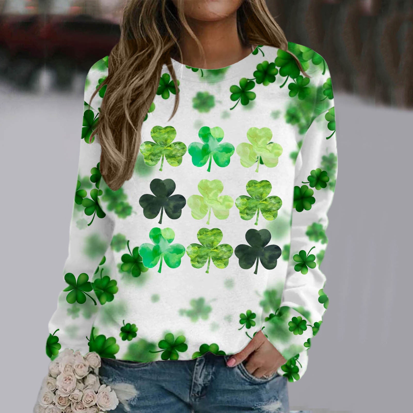 Wholesale of St. Patrick's Day Green Pullover Printed Polyester Hoodies