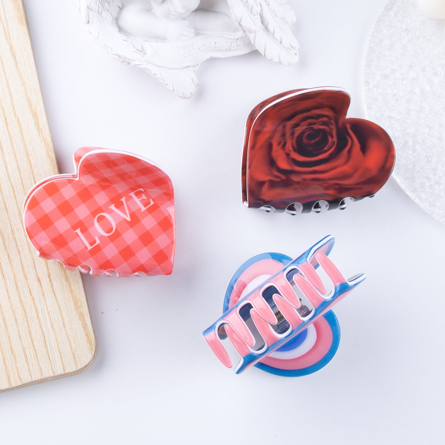 Wholesale Rose Plaid Letter Love Red Valentine's Day Autumn and Winter Hairpin