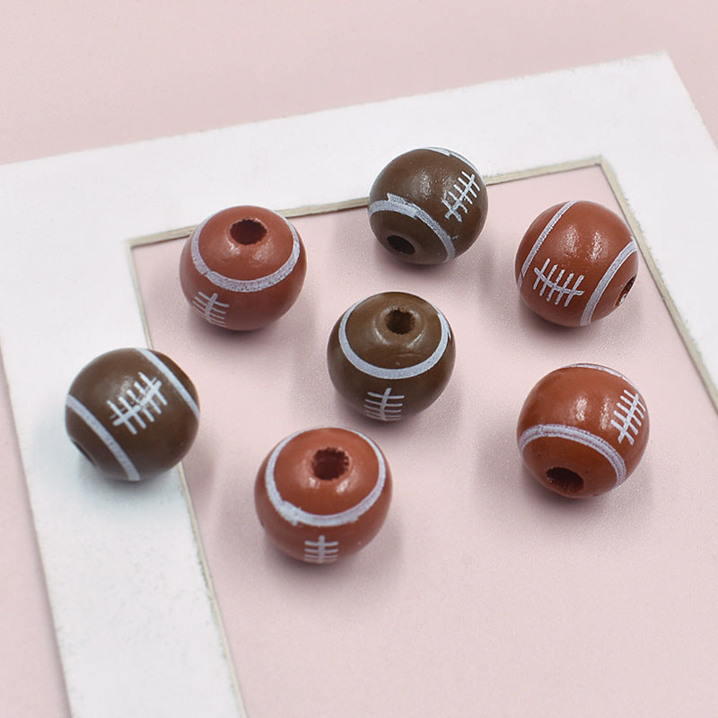 Wholesale 10PCS Creative Color Printed DIY Wooden Beads