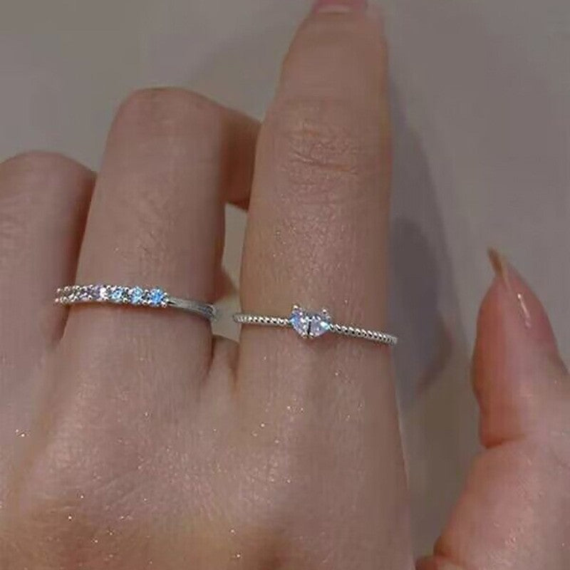 Wholesale Live diamond heart open ring set