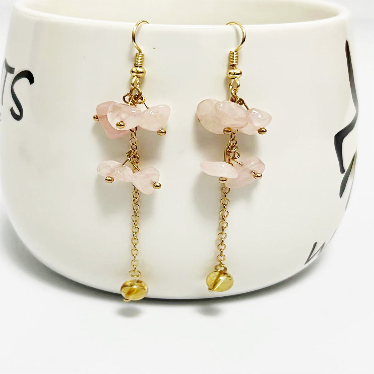 Wholesale Crystal Colorful Sweet Natural Crushed Stone Tassel Earrings