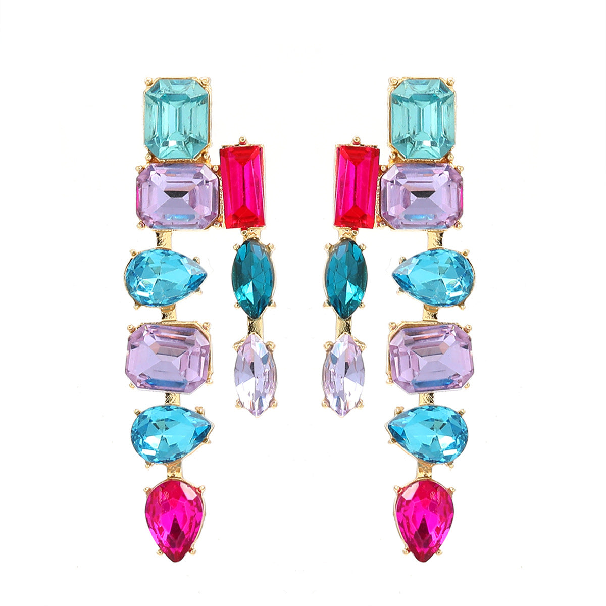 Wholesale Colorful Diamond Bohemian Style Full Diamond Earrings
