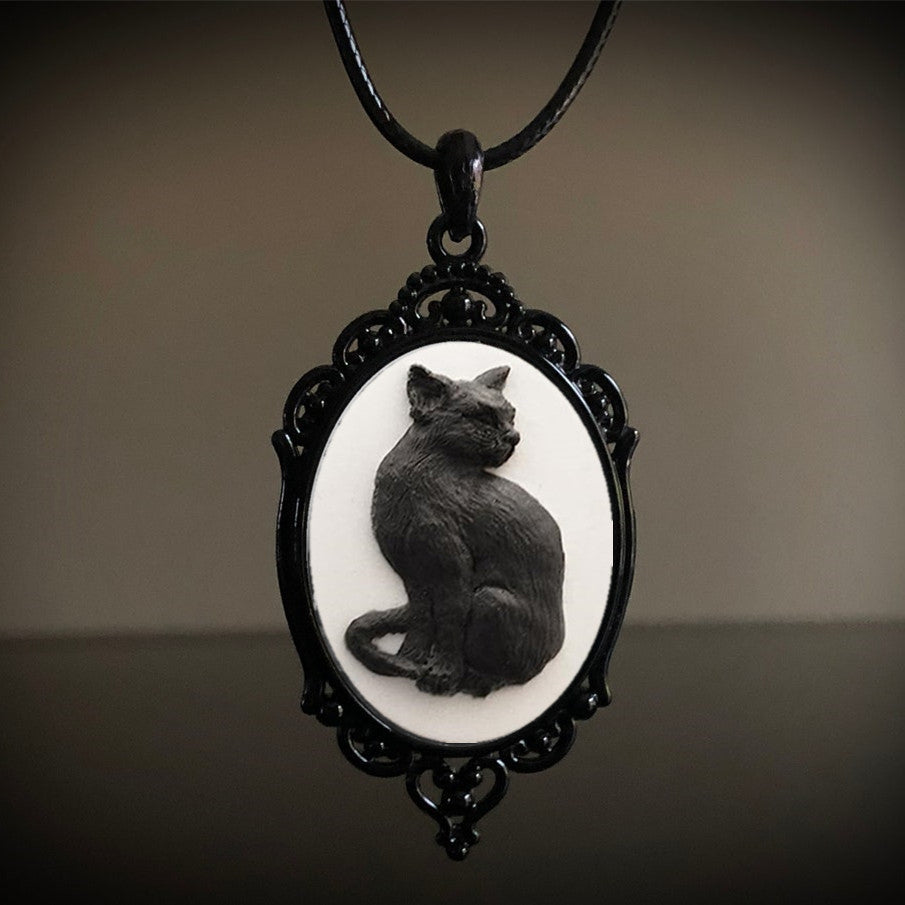 Wholesale Gothic Metal Black Cat Pendant Alloy Necklaces
