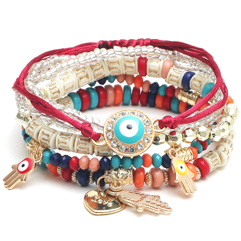 Wholesale Eye Rice Bead Temperament Multilayer Bracelet