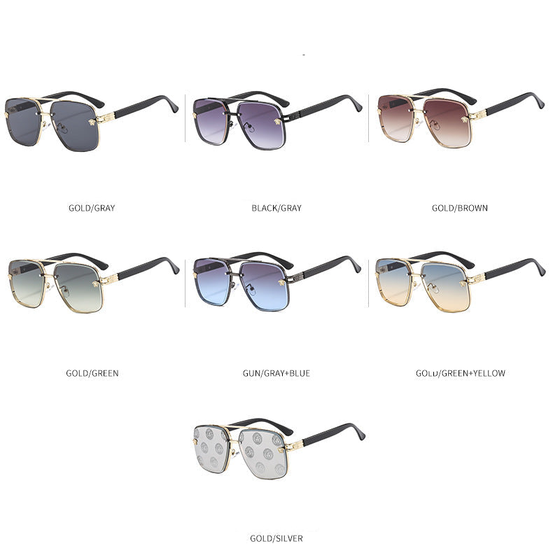 Wholesale fashionable men' s and women' s double beam polygon sunglasses