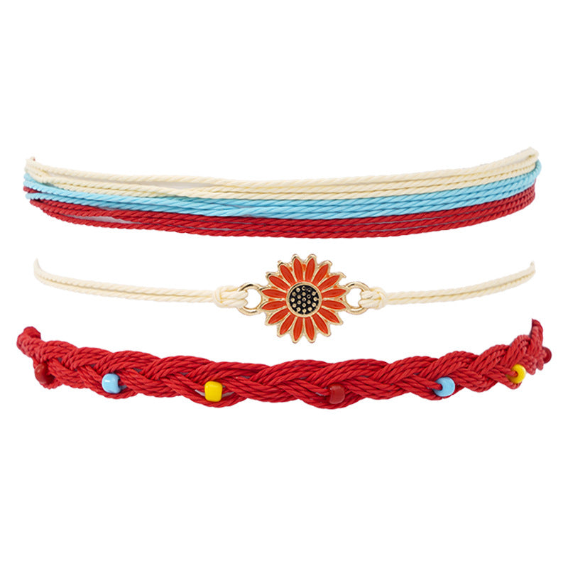 Wholesale Handwoven Turtle Wave Sunflower Chrysanthemum Alloy Bracelet