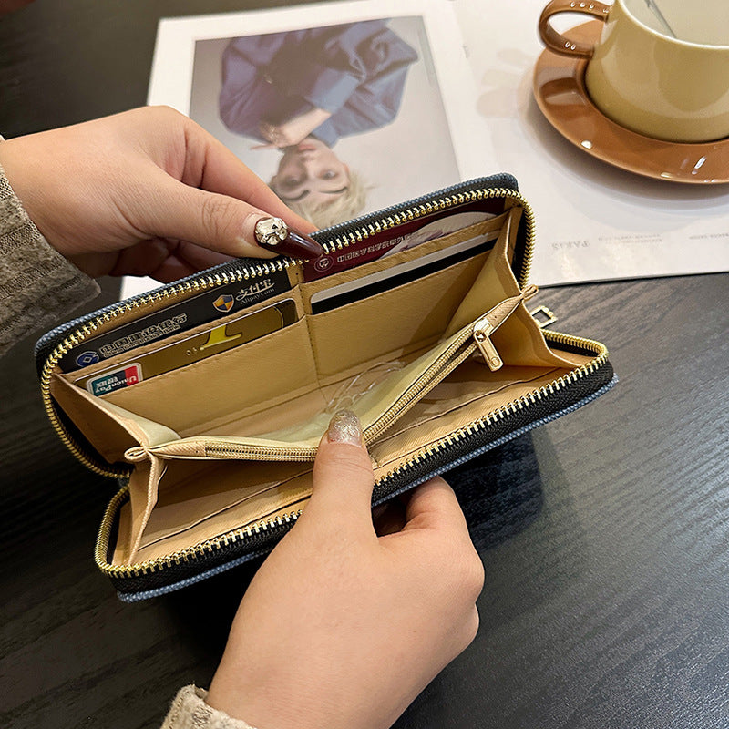 Wholesale Long Simple Zipper Canvas Wallet