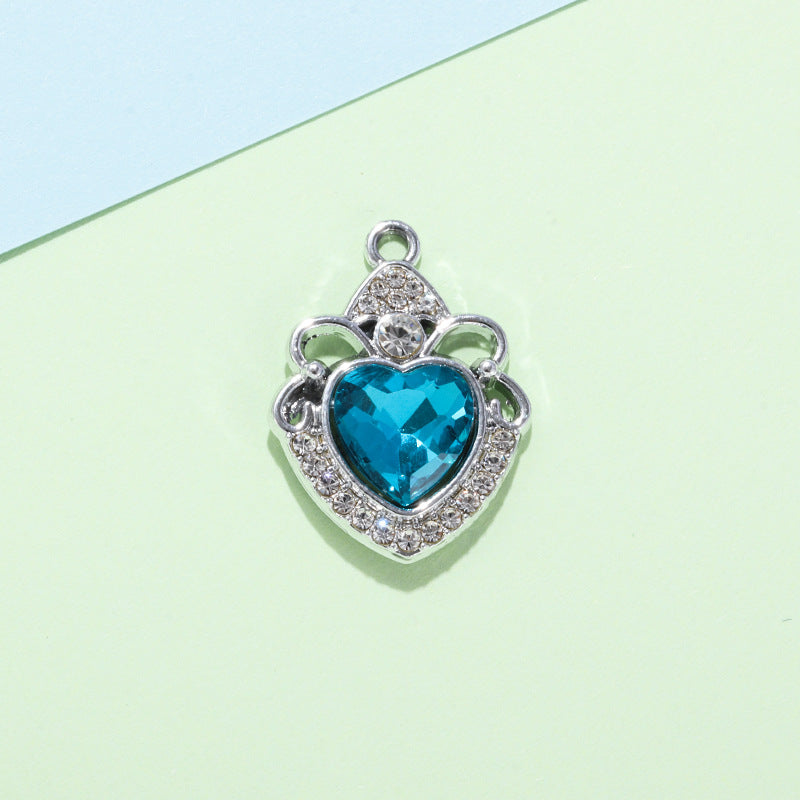 Wholesale 10pcs Crown Love Colored Gemstone Pendant with Diamonds