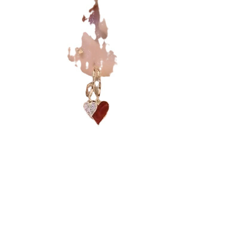 Wholesale Trendy Red Heart Shaped Earrings Zinc Alloy Electroplated Fashion Jewelry Accessory For Women