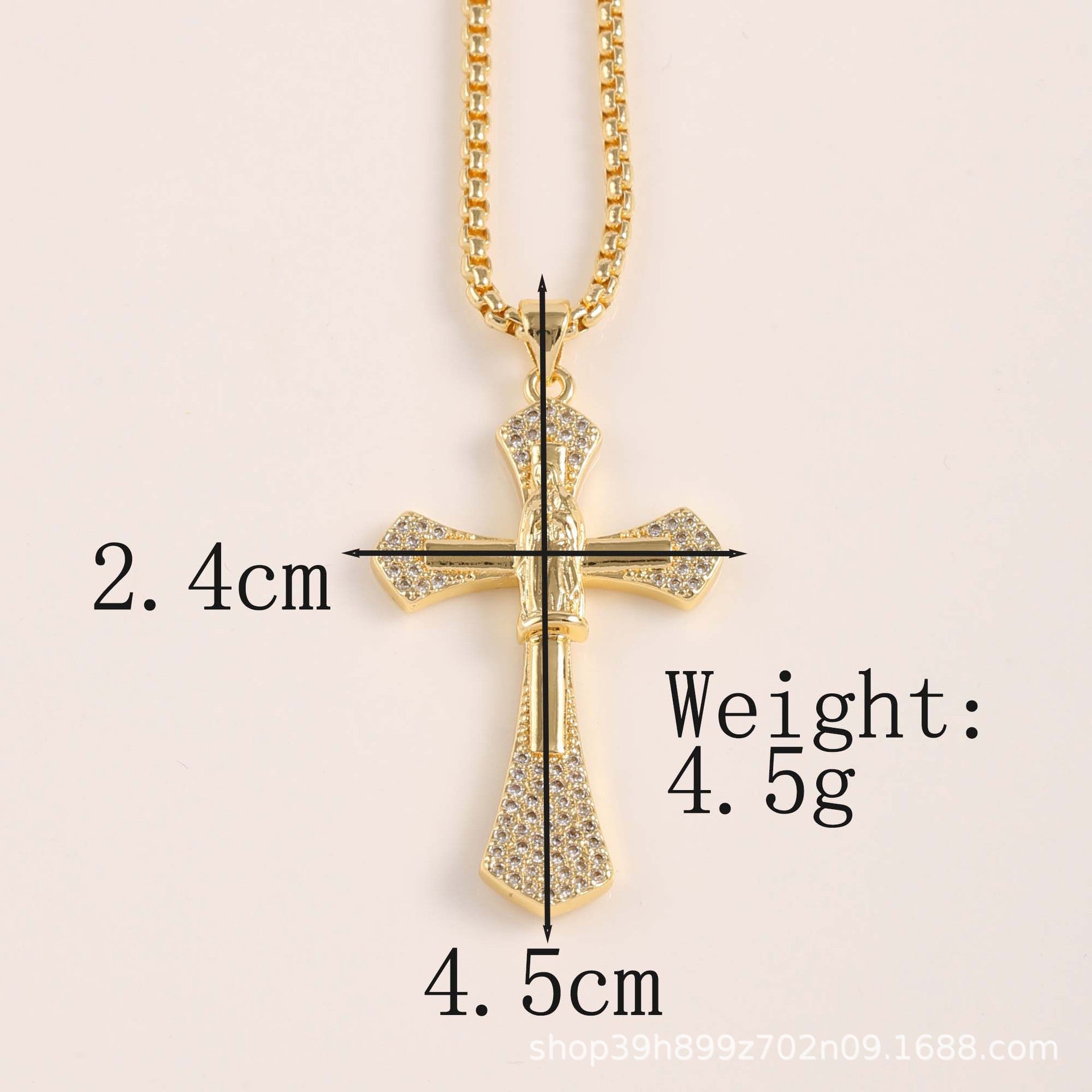 Wholesale Gold cross micro inlaid zircon pendant necklace