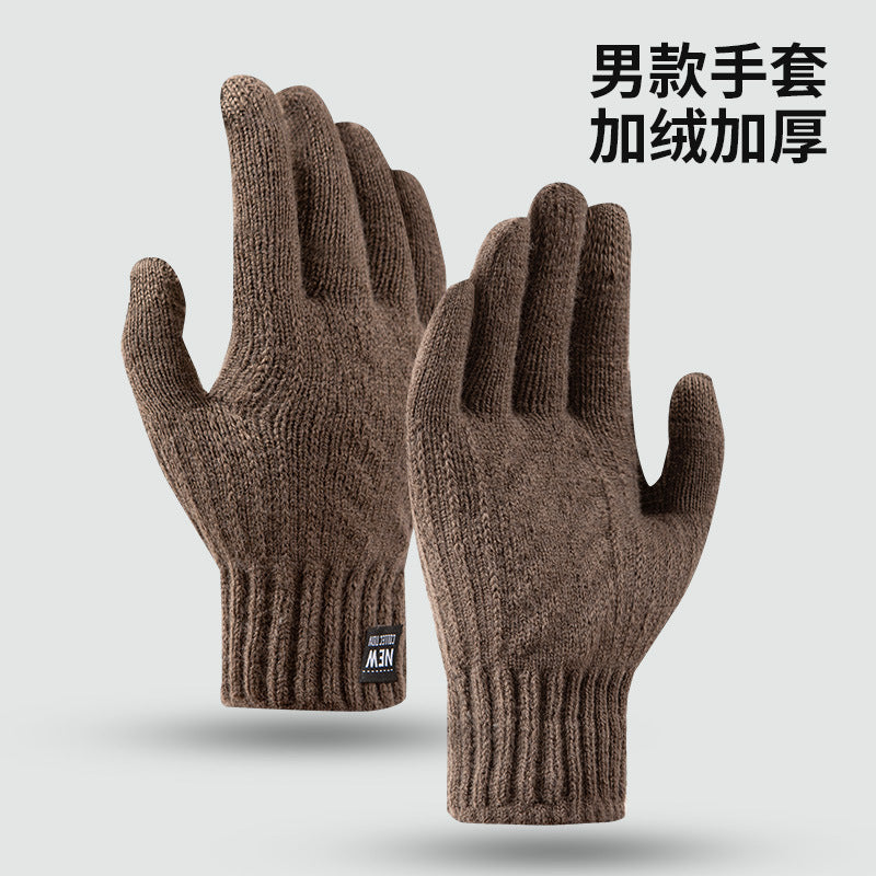 Wholesale Winter Warm Plus Velvet Thickened Knitted Touch Screen Gloves
