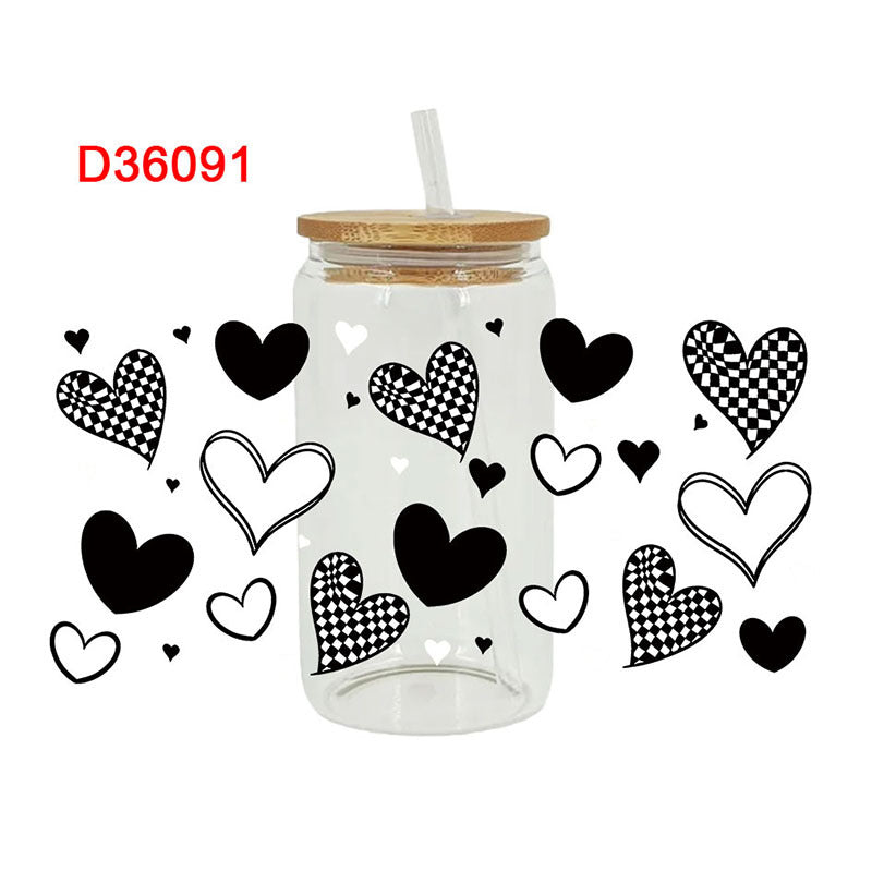 Wholesale UV transfer sticker glass cup crystal label crystal sticker 16OZ UV DTF WRAPS