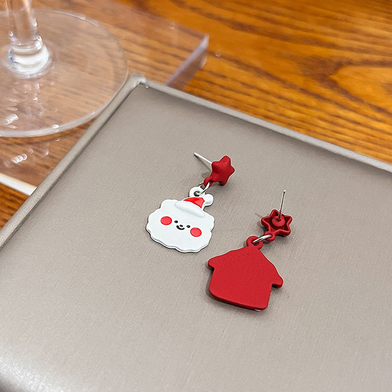 Wholesale Cartoon Christmas Santa Claus Christmas Tree Earrings