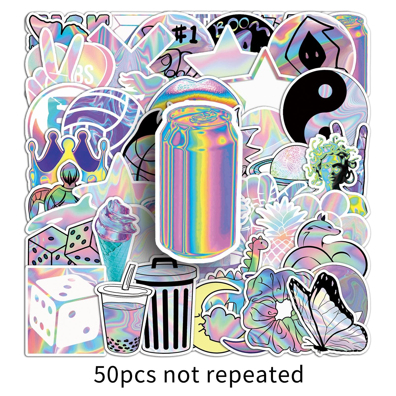 Wholesale 50pcs/pack holographic laser graffiti colorful creative sticker