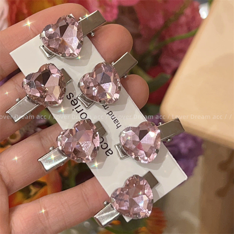 Wholesale Pink Love Rhinestone Hair Clips
