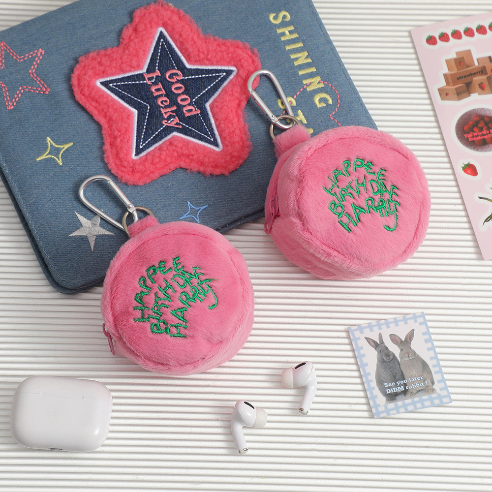 Wholesale Pink Plush Cake Round Zero Wallet