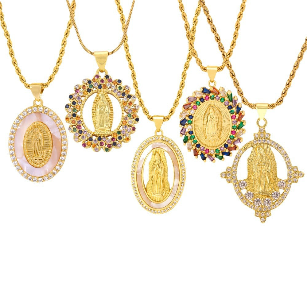 Wholesale Diamond encrusted Shell Titanium Steel Necklace