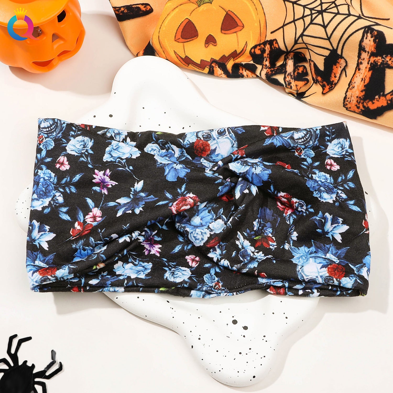 Wholesale Cross Border Halloween Skeleton Ghost Face Wash Hair Bands Scary Flat Cross Hair Ties