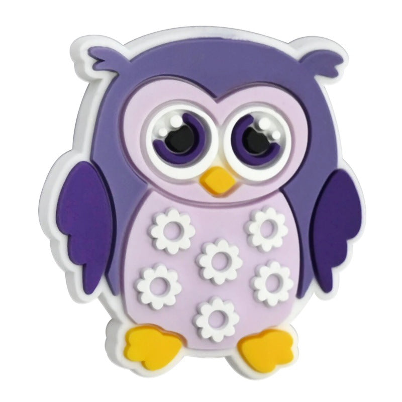 Wholesale Random 100pcs Cute Owl Ballpoint Pen Bead Decoration DIY PVC Soft Rubber Beads