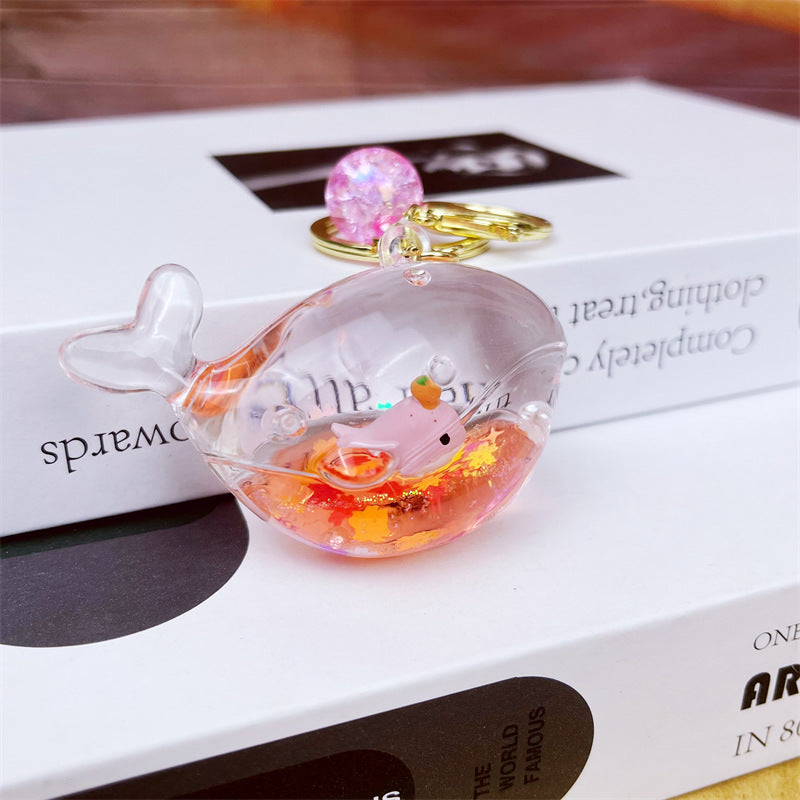 Wholesale Whale Floating Acrylic Liquid Keychain