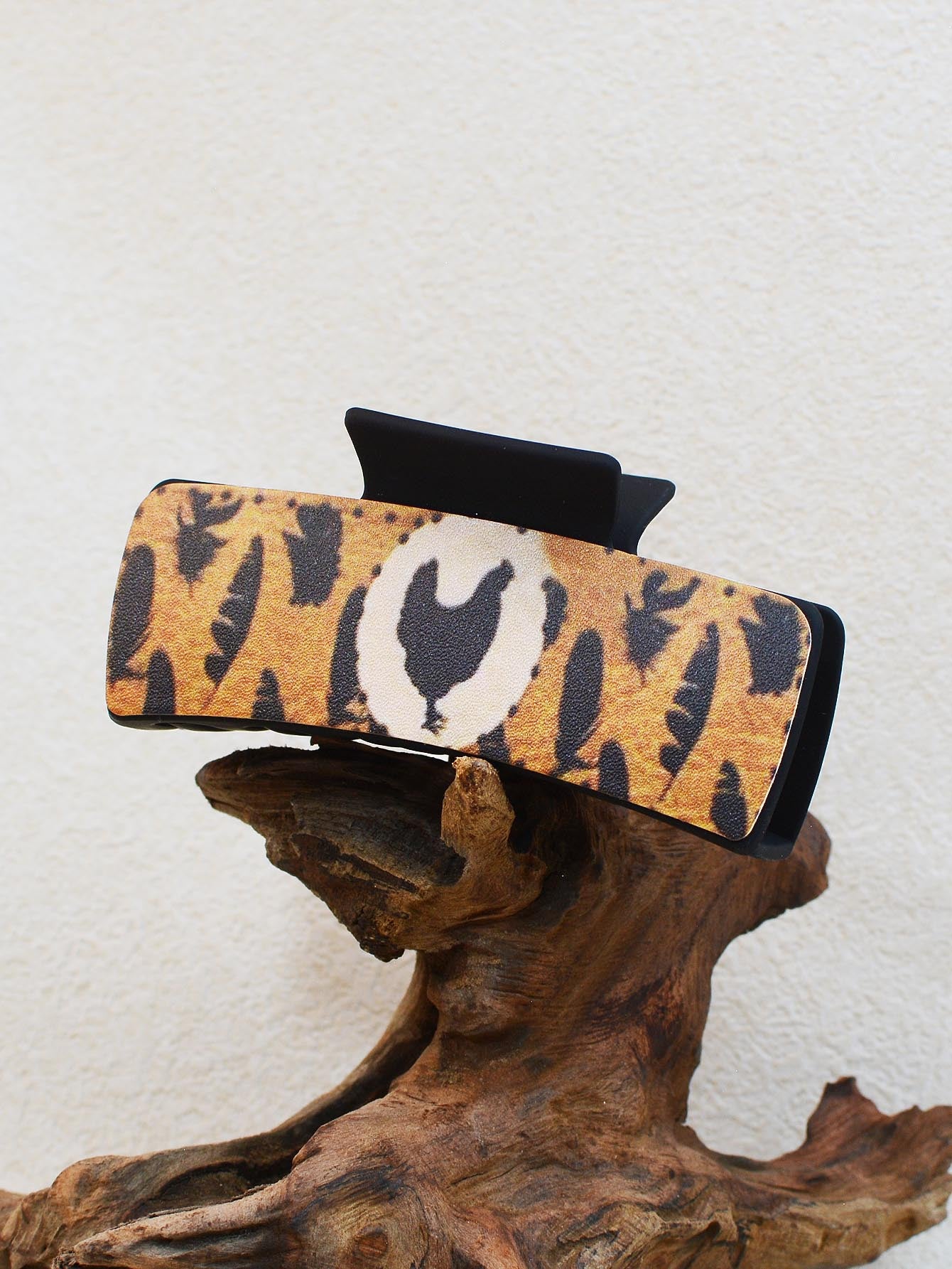 Wholesale Western Style Retro Leopard Print Cross Cow Print Plastic Hair Clip Shark Clip