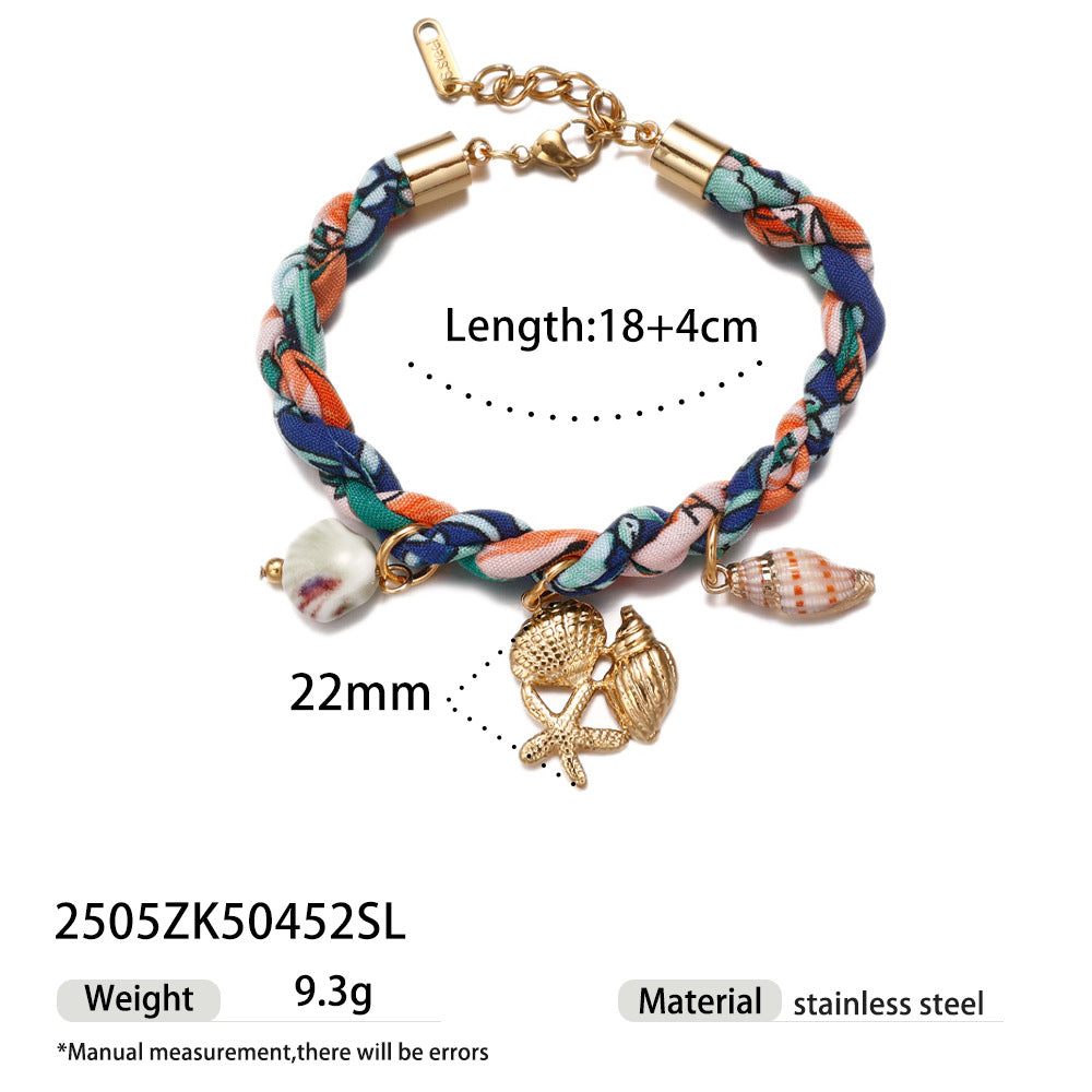 Wholesale Tina European and American Stainless Steel Pendant Necklace Sweet Cool Sexy Style Silk f Braided Colorful Necklace Clavicle Chain Necklace Jewelry