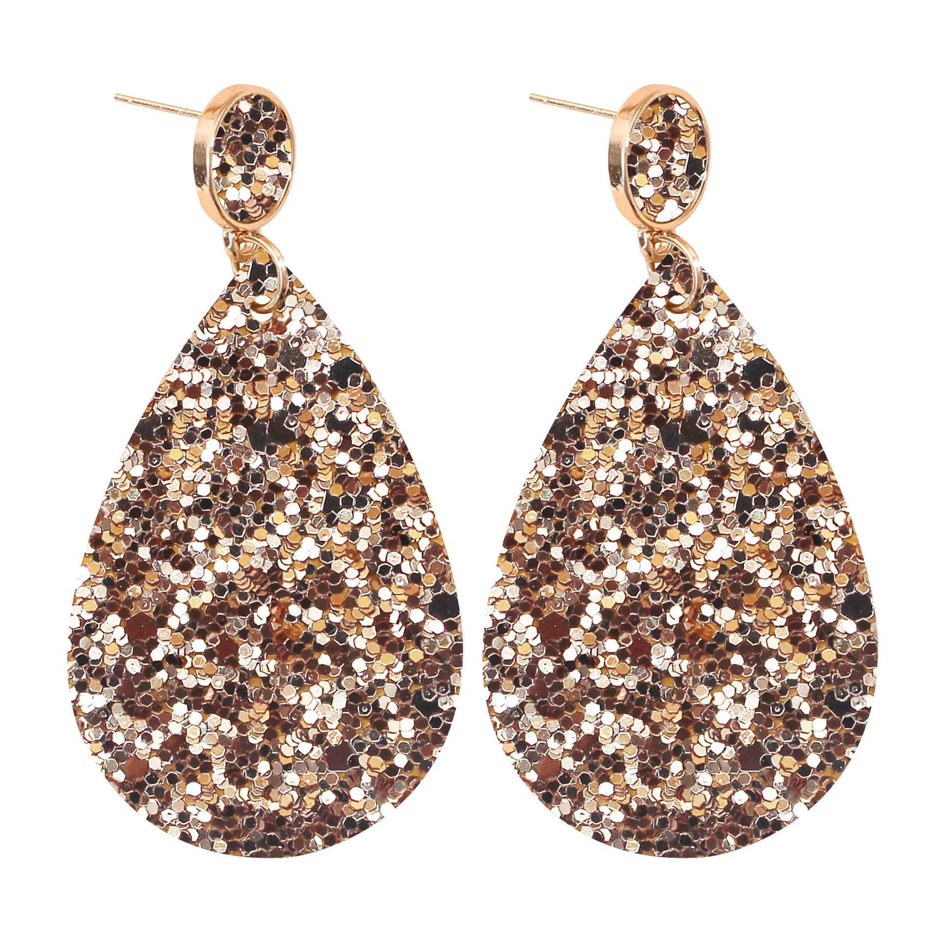 Wholesale Glitter Leather PU Drop Shape Earrings