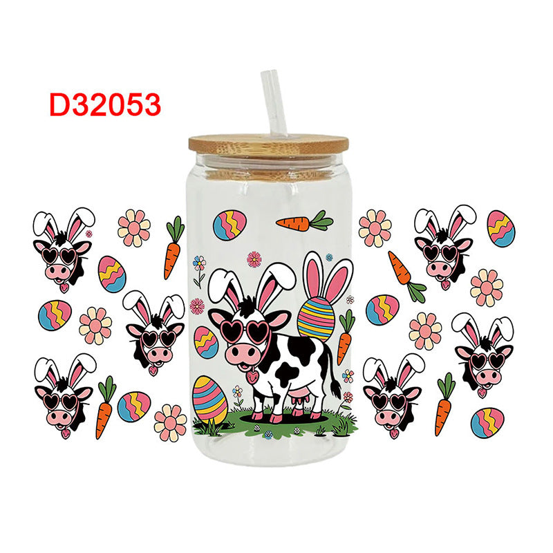 Wholesale Uv Transfer Sticker Glass Cup Crystal 16oz Cup UV DTF Wraps